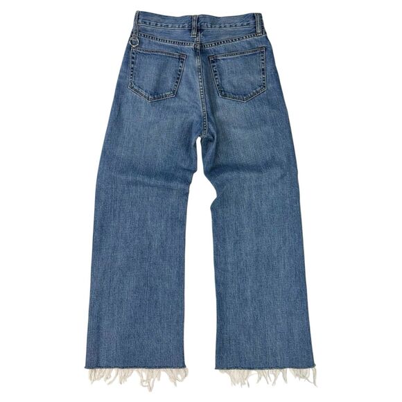 Simon Miller Womens Wide Leg Distressed Denim Jeans Blue USA Size 25